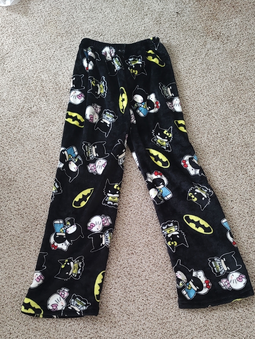 Women's Batman Black Pajama Pants with Yellow Logo Accents